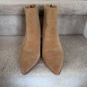 Bill Blass Camel Suede Ankle Booties
